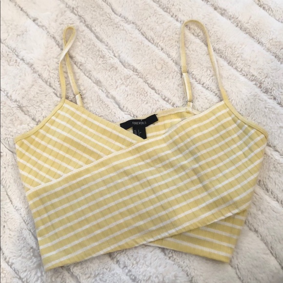 Forever 21 Tops - Yellow stripped crop top